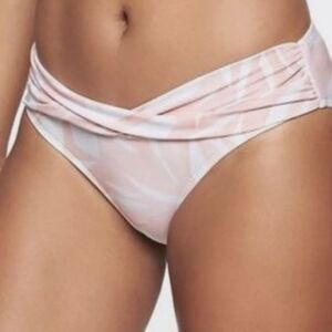 Athleta South Beach Twist Bikini Swim Bottom Pink Quartz White Sz XS
